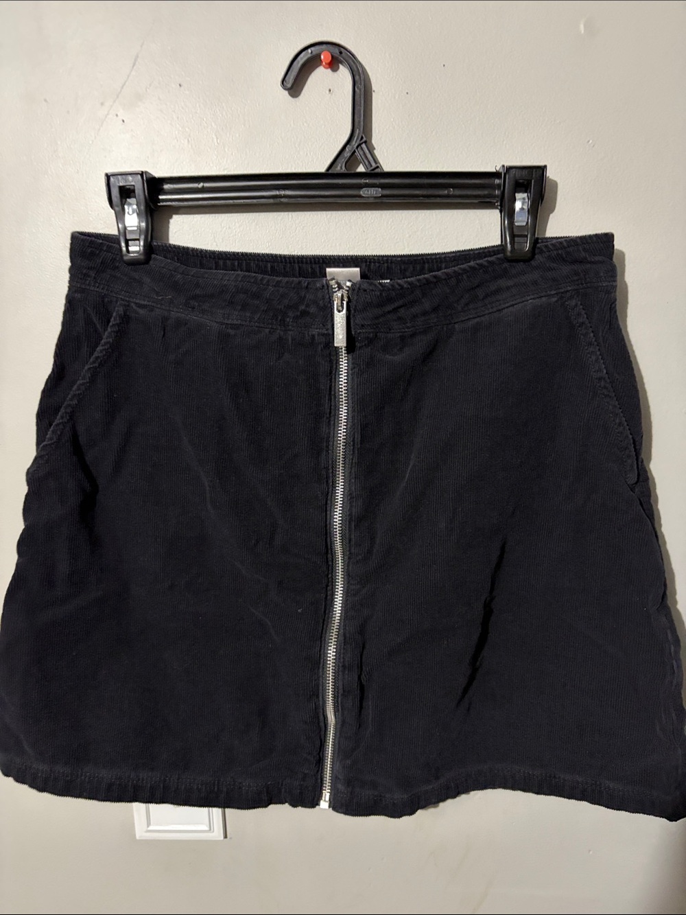twik Black Zip-Front Corduroy Skirt